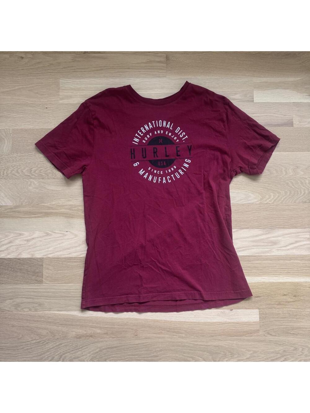 Burgundy Hurley cotton t-shirt with white circular logo